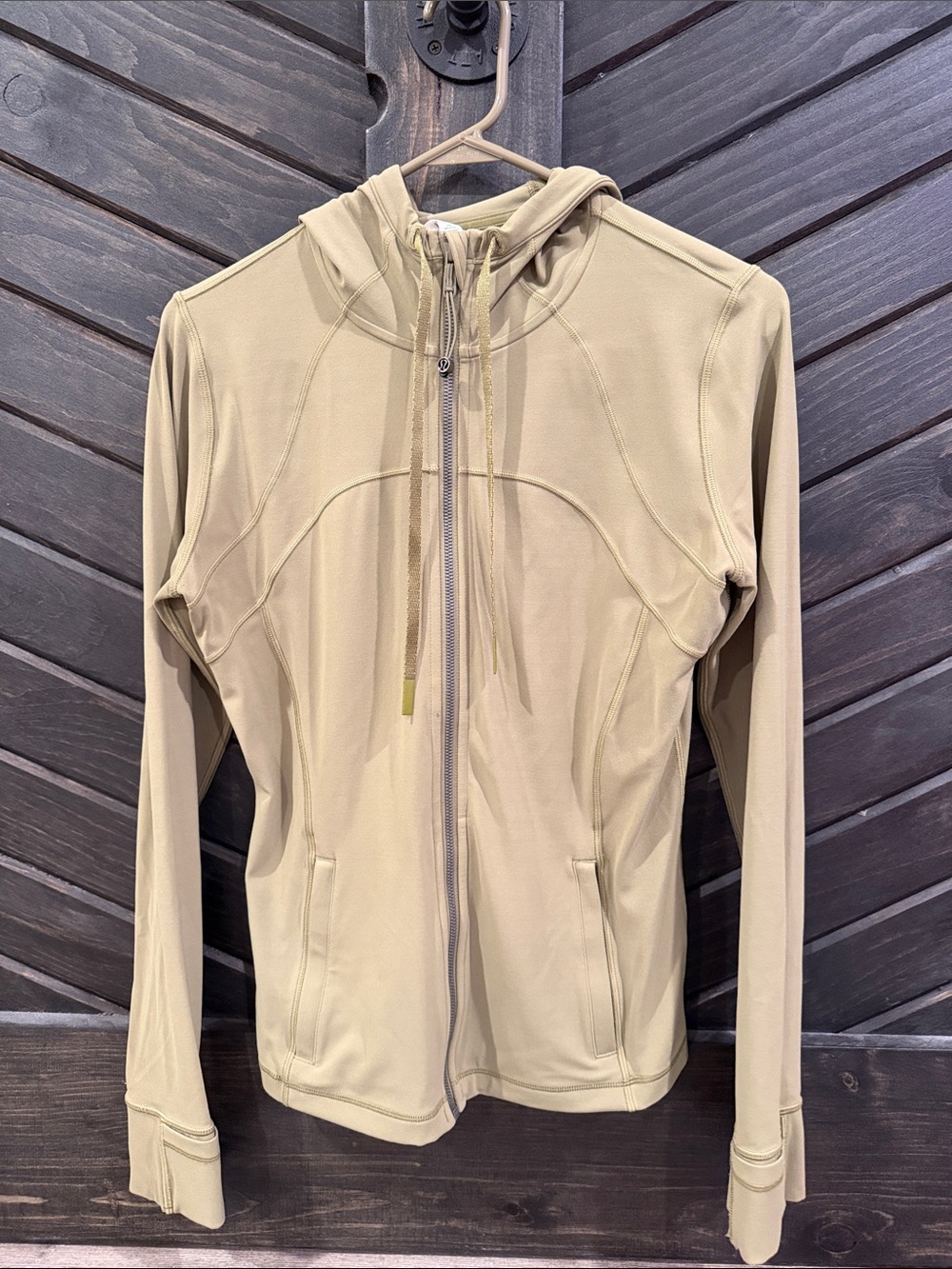 lululemon athletica Women's Khaki Hooded Zip Jacket (worn once)